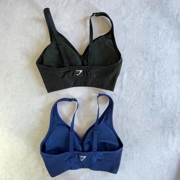 Gymshark Sports Bras Womens Size S 2 CT Black + Blue Adjustable Athletic Bras - Picture 5 of 12